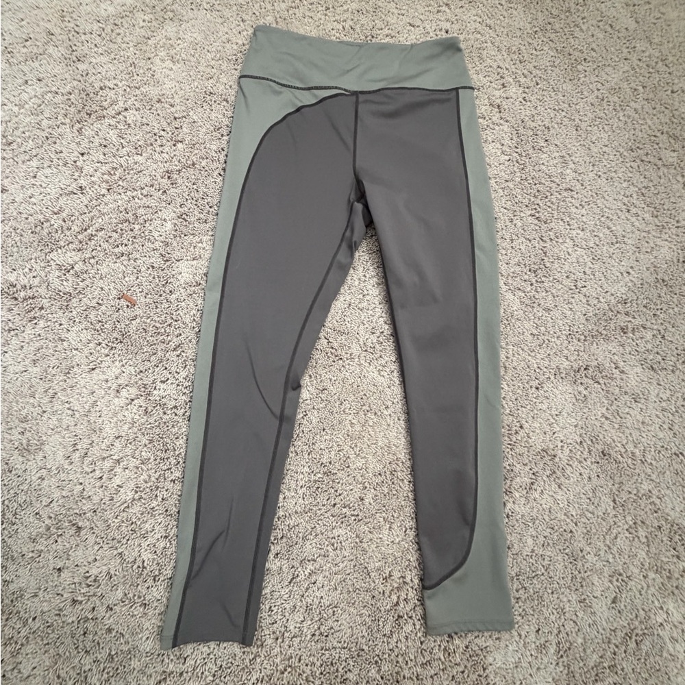 Large free people High-Waisted Leggings tights olive green charcoal gray